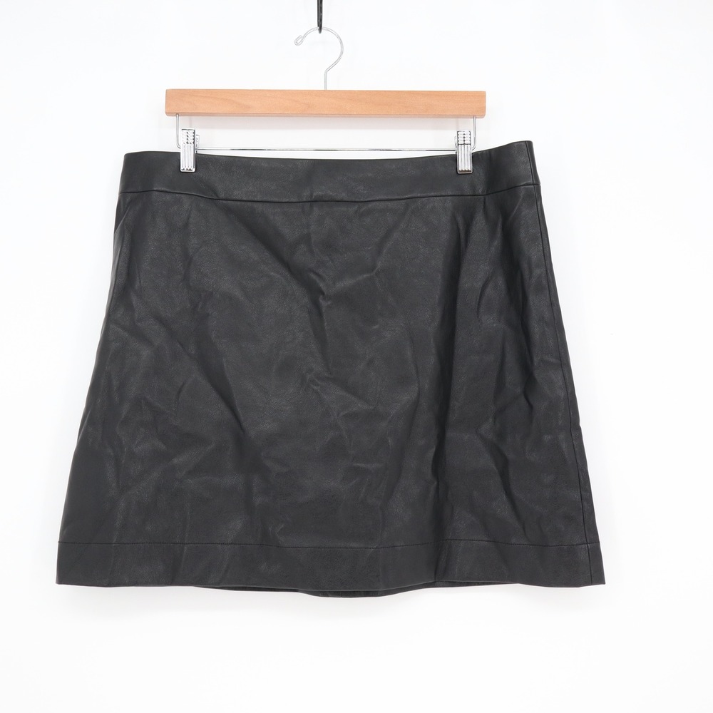J.Crew Skirt Womens 16 A-Line Mini Black Faux Leather Back Zip Excellent